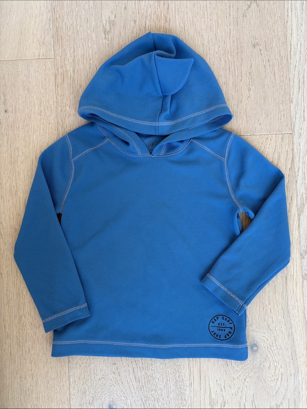 GAP Blue Kids Hooded Pullover Swim Shirt with Shark Fin
